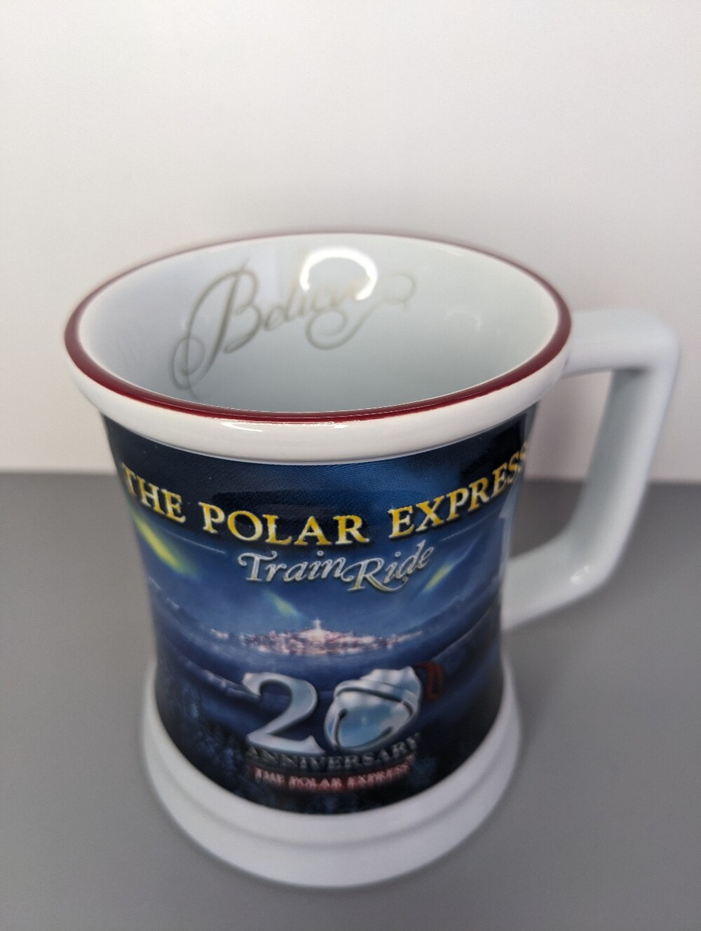 Polar Express Twenty Year Anniversary Believe Mug Ceramic Christmas Train Scene